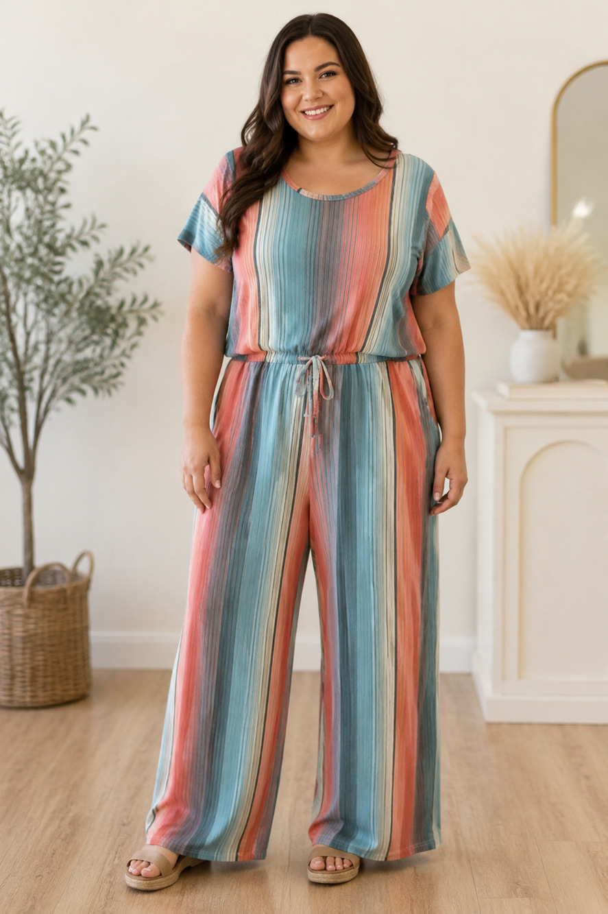 Crazy Train Striped Wide-Leg Jumpsuit